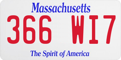 MA license plate 366WI7