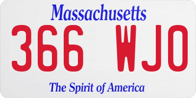 MA license plate 366WJ0