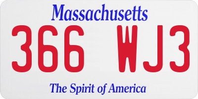 MA license plate 366WJ3