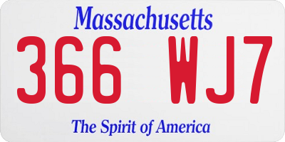 MA license plate 366WJ7