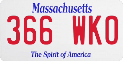 MA license plate 366WK0