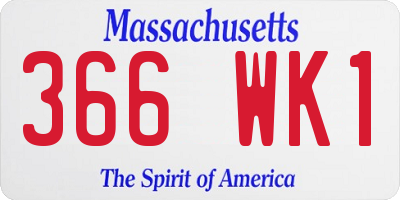 MA license plate 366WK1