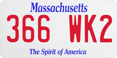 MA license plate 366WK2