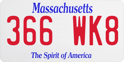 MA license plate 366WK8