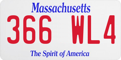 MA license plate 366WL4