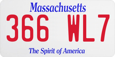 MA license plate 366WL7