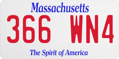 MA license plate 366WN4