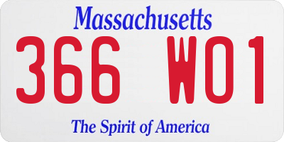 MA license plate 366WO1
