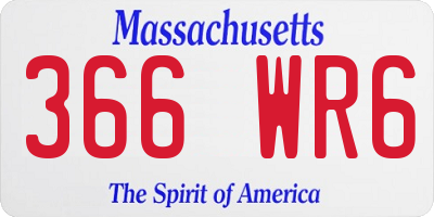 MA license plate 366WR6