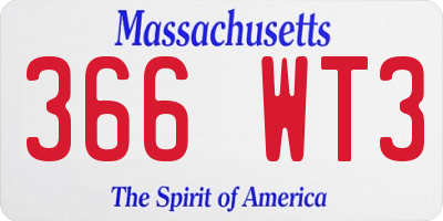 MA license plate 366WT3