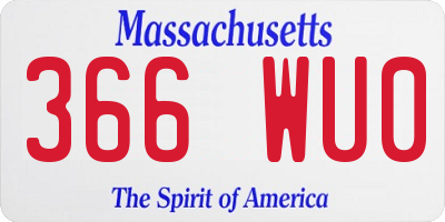 MA license plate 366WU0