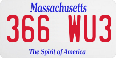 MA license plate 366WU3