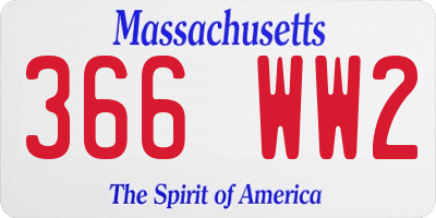 MA license plate 366WW2