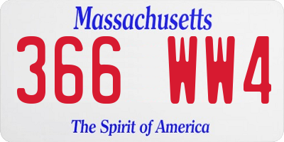 MA license plate 366WW4