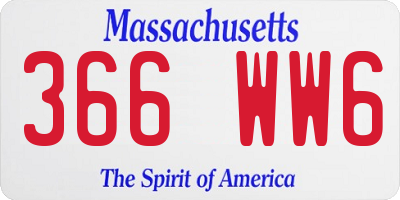 MA license plate 366WW6