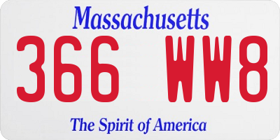 MA license plate 366WW8