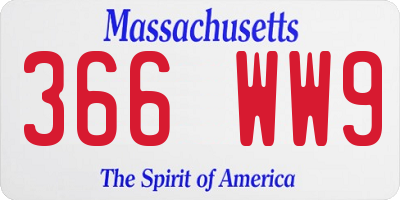MA license plate 366WW9