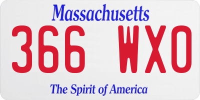 MA license plate 366WX0