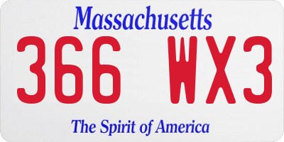 MA license plate 366WX3
