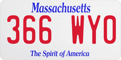 MA license plate 366WY0