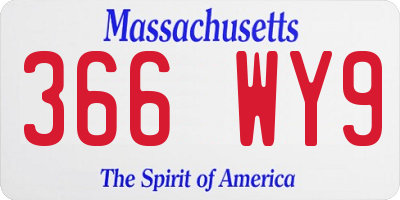 MA license plate 366WY9