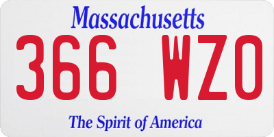 MA license plate 366WZ0