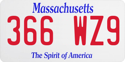 MA license plate 366WZ9