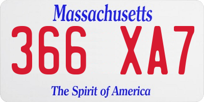 MA license plate 366XA7