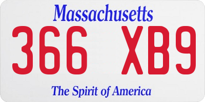 MA license plate 366XB9