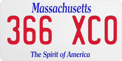 MA license plate 366XC0