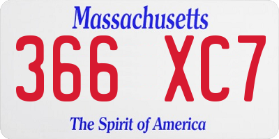 MA license plate 366XC7