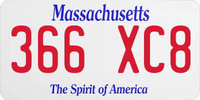 MA license plate 366XC8