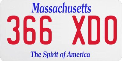 MA license plate 366XD0