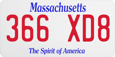 MA license plate 366XD8