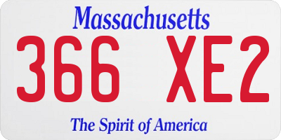 MA license plate 366XE2