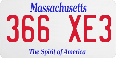 MA license plate 366XE3