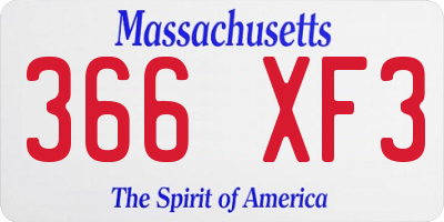 MA license plate 366XF3