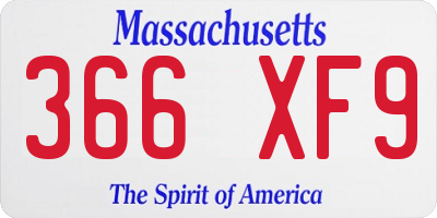 MA license plate 366XF9