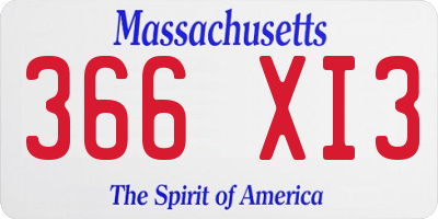 MA license plate 366XI3