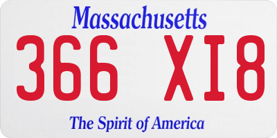 MA license plate 366XI8