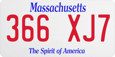 MA license plate 366XJ7