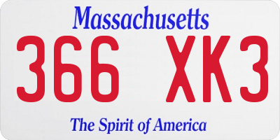 MA license plate 366XK3