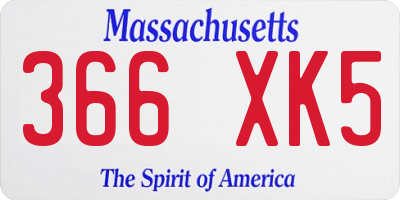 MA license plate 366XK5