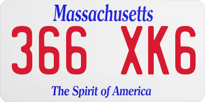 MA license plate 366XK6