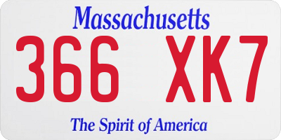 MA license plate 366XK7