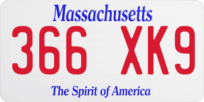 MA license plate 366XK9