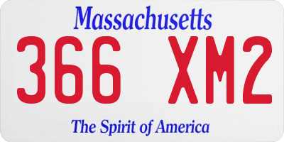 MA license plate 366XM2