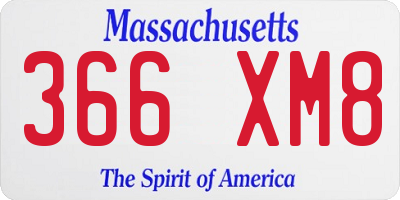 MA license plate 366XM8