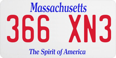 MA license plate 366XN3