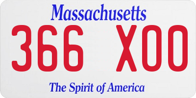 MA license plate 366XO0